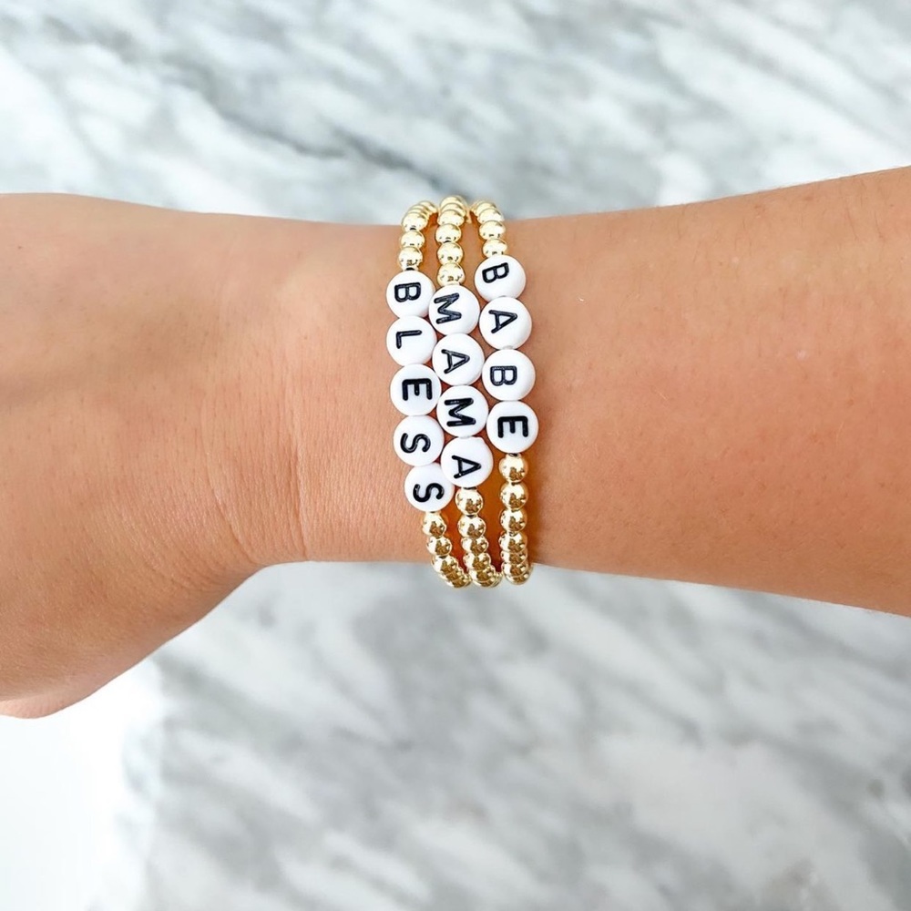 Beaded Gold Custom Bracelet - You are a Babe, Bless, and a GREAT MAMA!